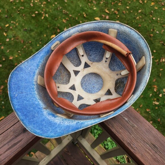 Blue Fiberglass Hard Hat Duck Bill Adjustable Liner Dockson Detroit Vintage Cap - Picture 5 of 9
